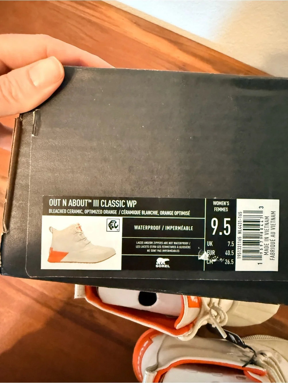 Sorel Cream and Orange Lace-Up Waterproof Boots